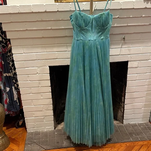 Anthropologie Hutch Amara Corset Pleated Tulle Fit & Flare Midi Dress